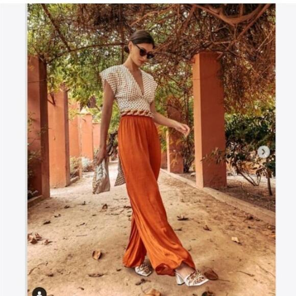 Zara FLOWY WIDE LEG Trousers Palazzo PANTS Size Extra Small XS - Picture 1 of 16
